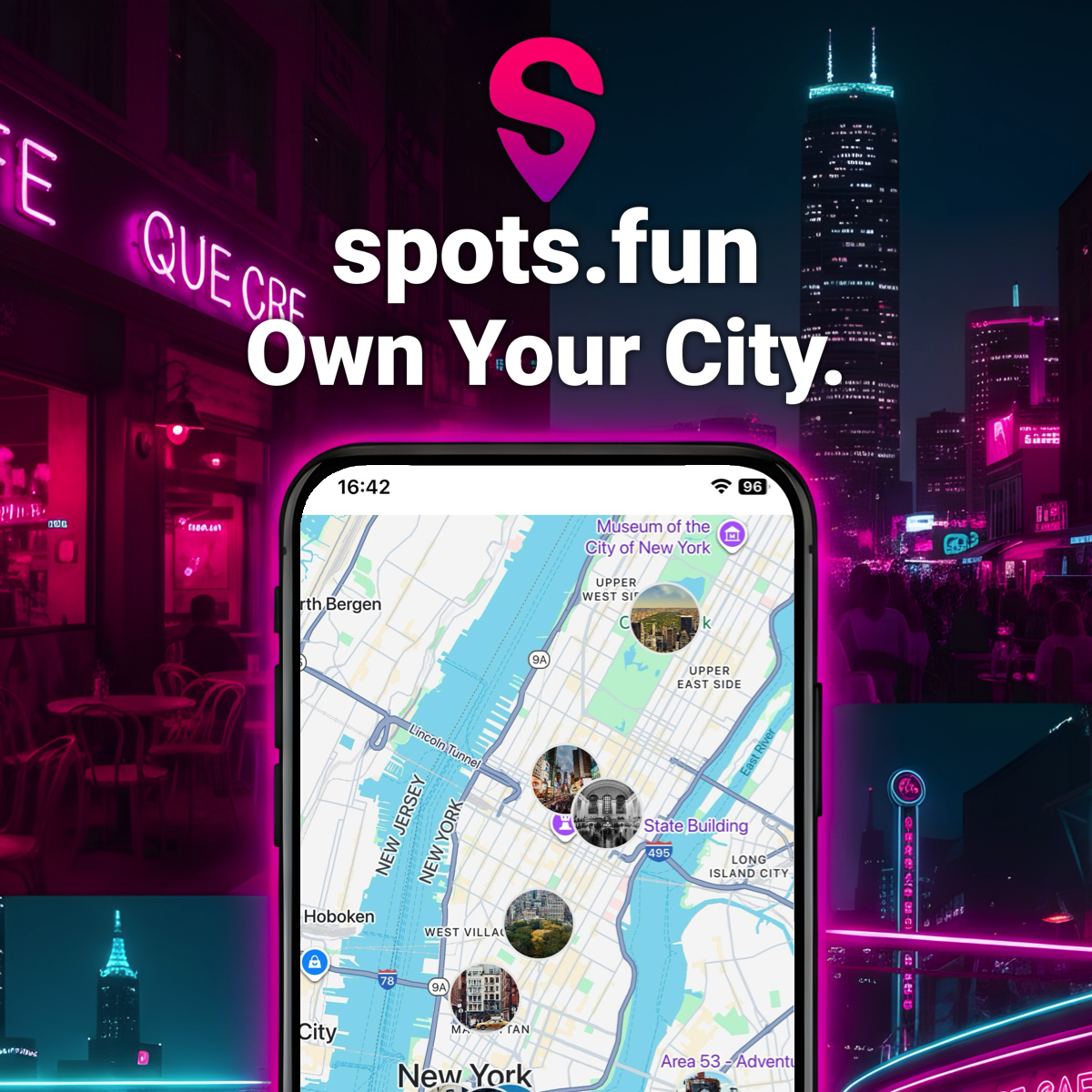 Spots.fun – Own Your City graphic